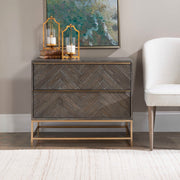 Uttermost Armistead Dark Walnut Accent Chest with drawer fronts and sleek hardware, showcasing elegant storage and rich wood finish.