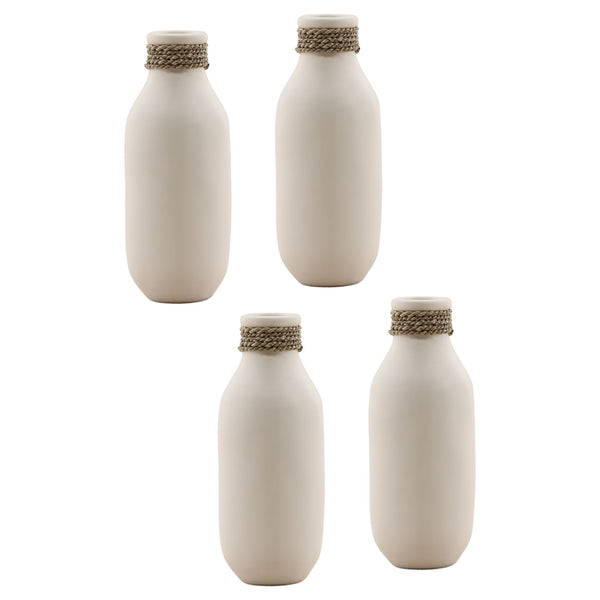 Flinton - Vase (Set of 4) - White And Natural