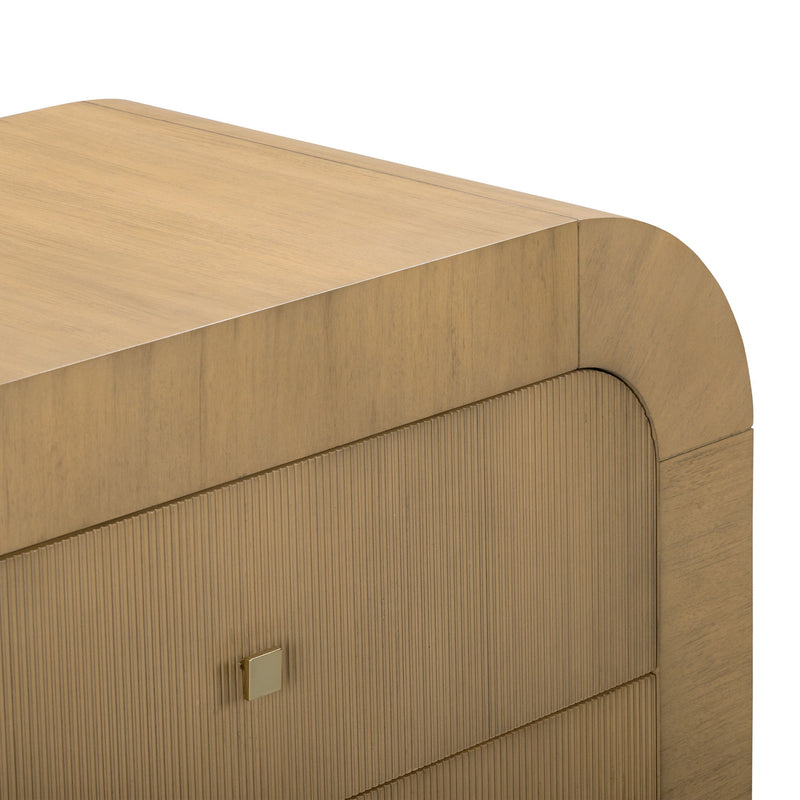 TOV Furniture Hump bedside chest with two drawers, wood finish, and modern design for bedroom storage.