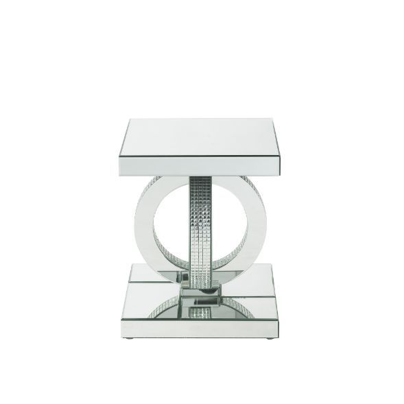 Ornat - End Table - Mirrored & Faux Square Diamonds - R&R Furniture Gallery (Fountain Valley, CA)
