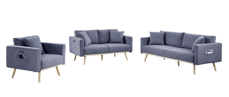 Easton - Fabric Living Room Set With USB Charging Ports Pockets And Pillows (Set of 2) - R&R Furniture Gallery (Fountain Valley, CA)