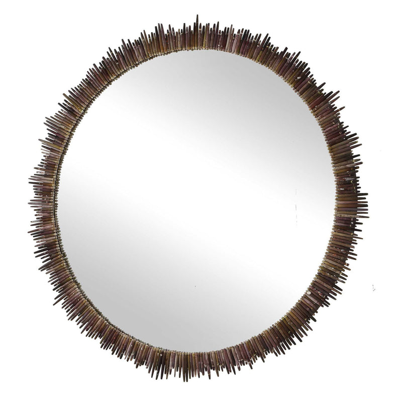Tiger Sea Urchin - Round Mirror - Brown / Green