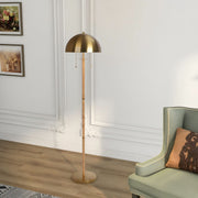 Allure - 2 Light Floor Lamp, Gold, Natural Tube, Double On / Off Pull Chain - Gold / Rattan - R&R Furniture Gallery (Fountain Valley, CA)