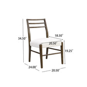 Noble House farmhouse style dining chair set with ladder back design, wooden seats, and rustic finish for farmhouse dining rooms.