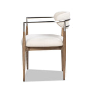 Artemis - Mixed Material Upholstered Dining Arm Chair - Warm White - R&R Furniture Gallery (Fountain Valley, CA)