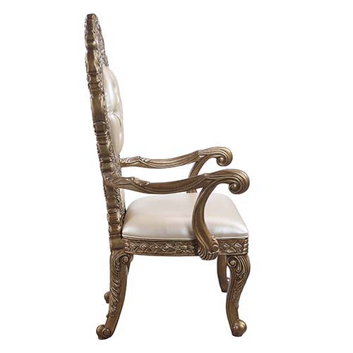 Constantine - Arm Chair (Set of 2) - Synthetic Leather , Brown & Gold - R&R Furniture Gallery (Fountain Valley, CA)