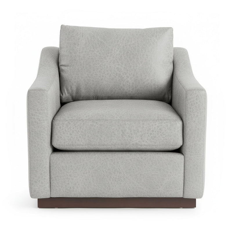 Classic Home Aspen accent arm chair with cushioned beige upholstery and wooden legs, stylish and comfortable for living rooms.
