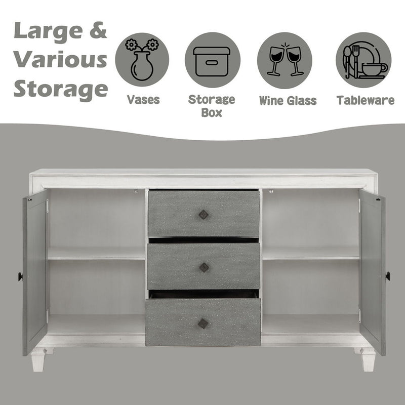 Katia - Server - Rustic Gray & Weathered White - R&R Furniture Gallery (Fountain Valley, CA)