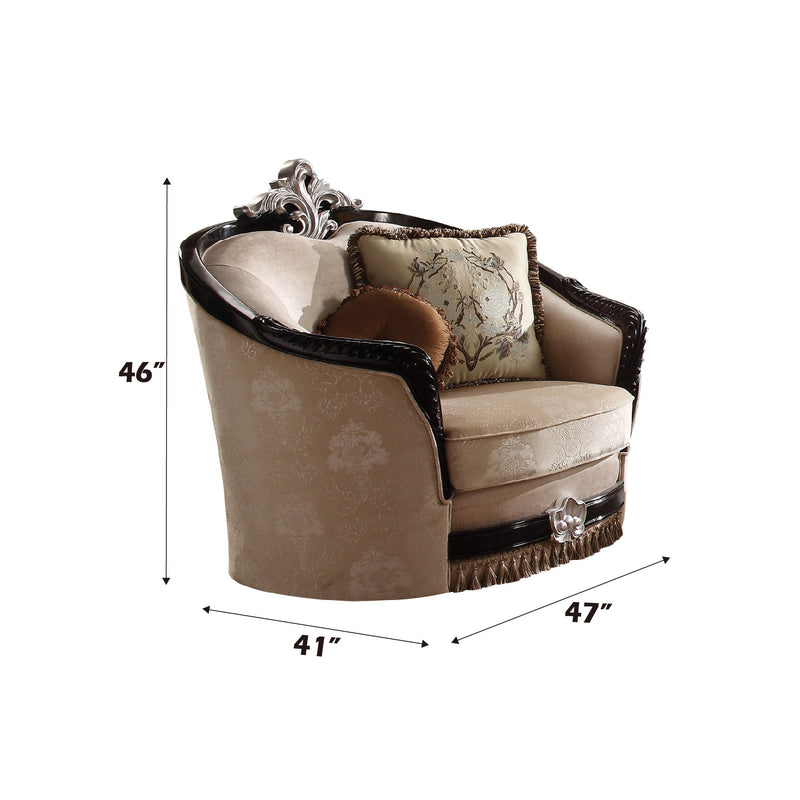 Ernestine - Chair With 2 Pillows - Tan Fabric & Black