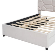 Upholstered Platform Bed With Brick Pattern Headboard And Twin Long Size Trundle - R&R Furniture Gallery (Fountain Valley, CA)