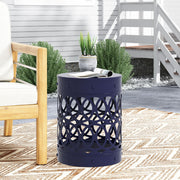 Large outdoor metal end table with modern design featuring a sleek, durable surface, ideal for patio or garden seating areas.