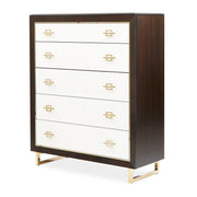 Belmont Place - 5-Drawer Chest - White / Dark Brown - R&R Furniture Gallery (Fountain Valley, CA)