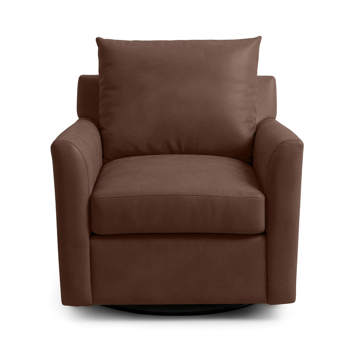 Classic Home Olivia swivel chair with a plush cushioned seat and curved backrest, shown in a stylish modern living room setting.