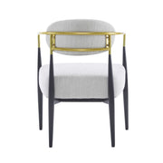 Mid Century Modern Upholstered Accent Armchair With Tapered Legs - Beige / Black / Gold - R&R Furniture Gallery (Fountain Valley, CA)