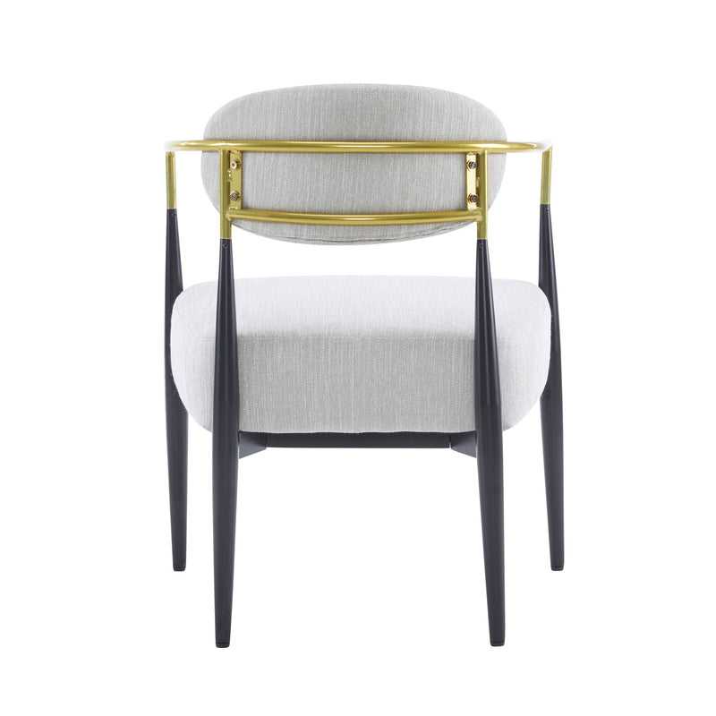 Mid Century Modern Upholstered Accent Armchair With Tapered Legs - Beige / Black / Gold - R&R Furniture Gallery (Fountain Valley, CA)