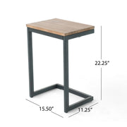 C Shaped End Table With Iron Base And Fir Wood To - R&R Furniture Gallery (Fountain Valley, CA)