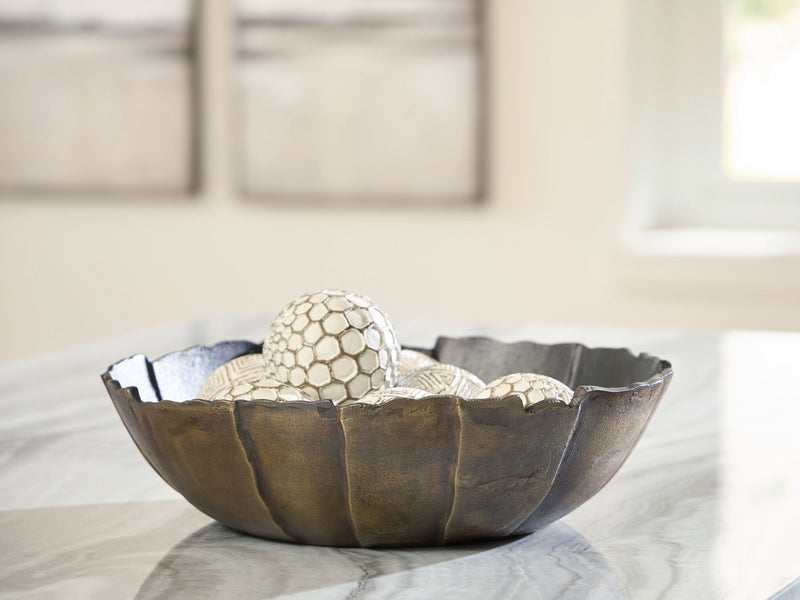 Aidman - Bowl - Black / Antique Gold Finish - R&R Furniture Gallery (Fountain Valley, CA)
