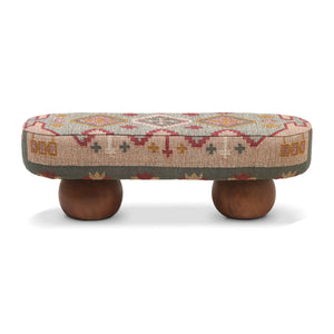 Rizi - Textured Wool Upholstered Bench - Beige / Blue - R&R Furniture Gallery (Fountain Valley, CA)