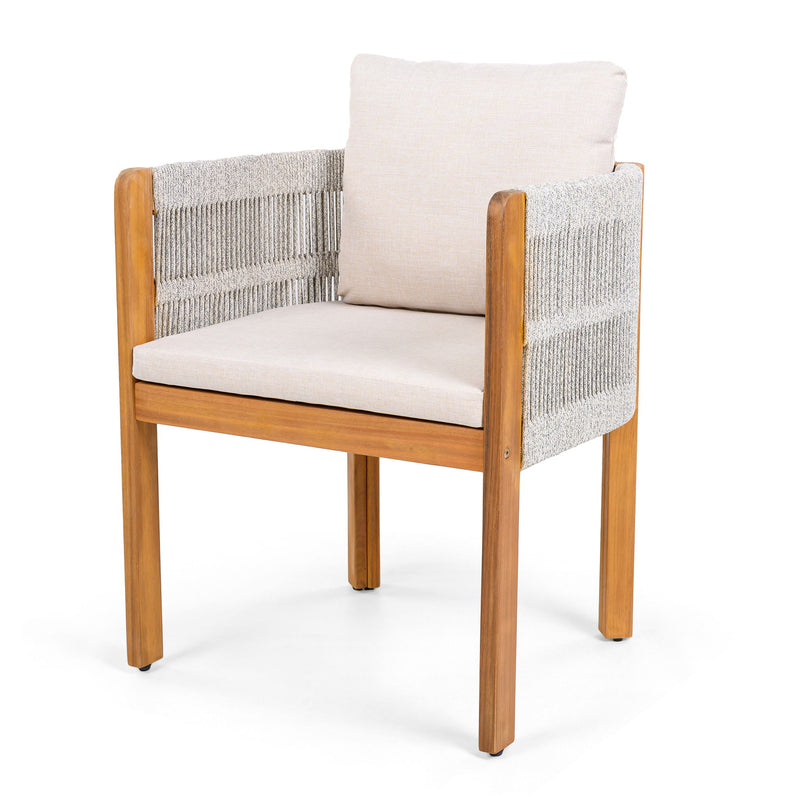 Outdoor Dining Chairs & Rope Handles (Set of 2) - Beige / Teak - R&R Furniture Gallery (Fountain Valley, CA)