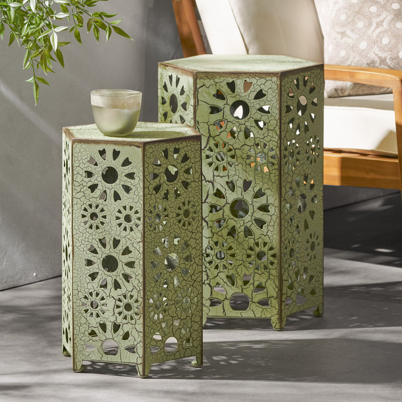 Noble House Eliana side table with a sleek wooden top and metal frame, perfect for living room or bedroom decor.