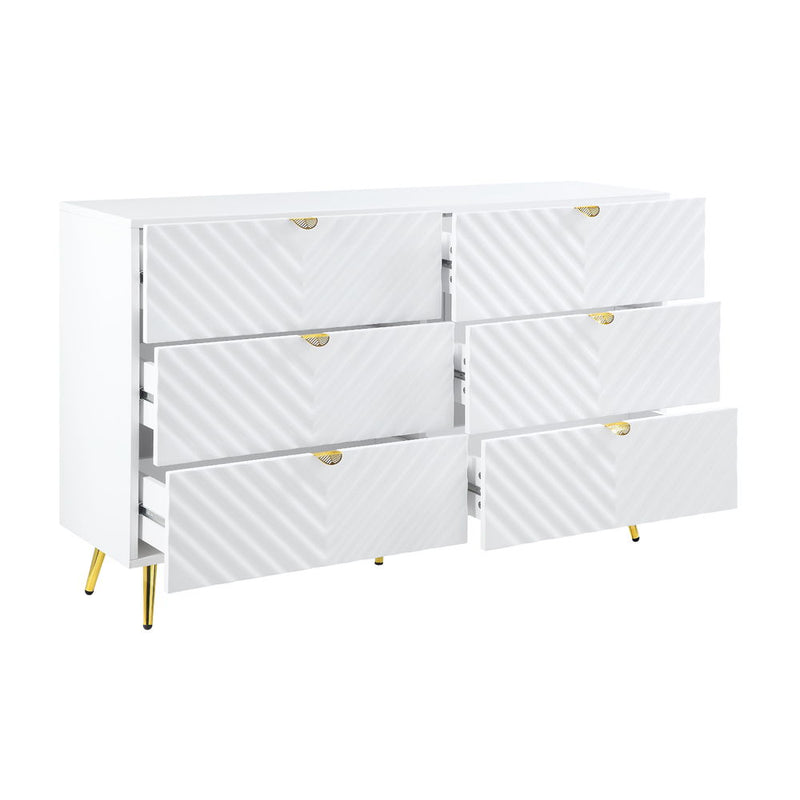 Gaines - 55" Dresser - White High Gloss - R&R Furniture Gallery (Fountain Valley, CA)