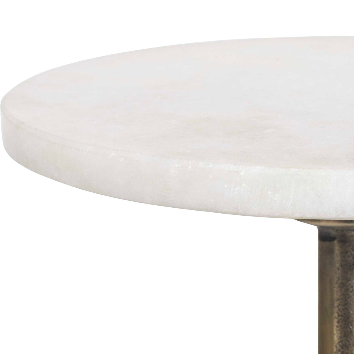 Accent Table - Brass Antique / White