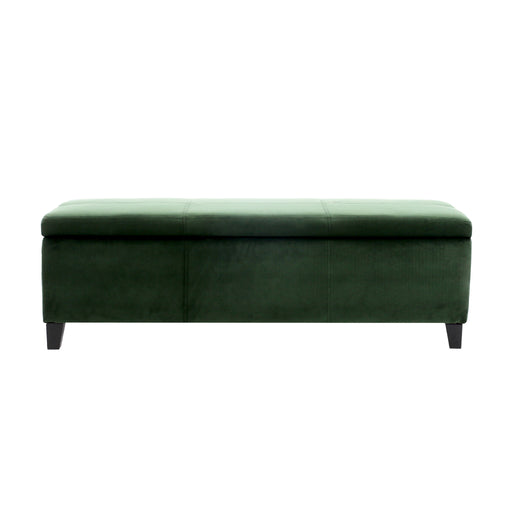 Noble House upholstered storage ottoman bench with padded top and wood legs, versatile for living room or bedroom decor.