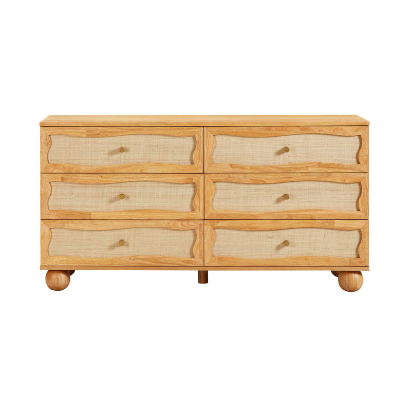 Grappa - Wood & Rattan Wavy Dresser - Natural - R&R Furniture Gallery (Fountain Valley, CA)