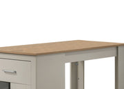 Lilola Home Alonzo small space counter height dining set with table, cabinet, drawer, and 2 ergonomic counter stools in a compact design.