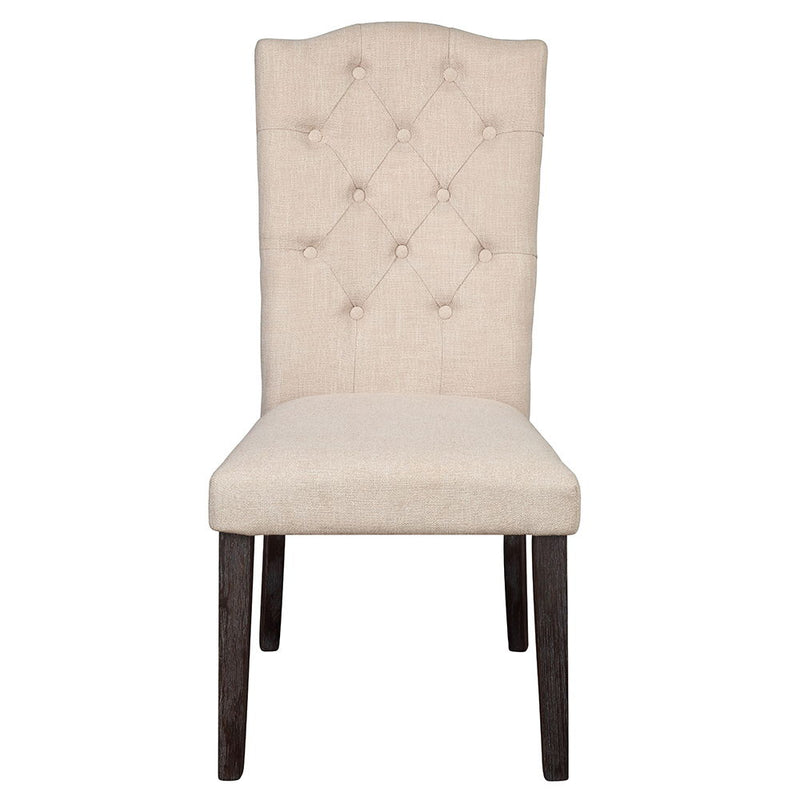 Gerardo - Side Chair (Set of 2) - Beige Linen & Weathered Espresso - R&R Furniture Gallery (Fountain Valley, CA)