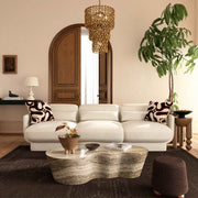 TOV Furniture Azalea velvet sofa, stationary living room sofa with plush upholstery and modern design, in a cozy setting.