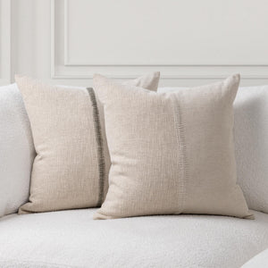 Classic Home Nisha 22x22 inch accent pillow in natural ivory with soft fabric and subtle textured design.