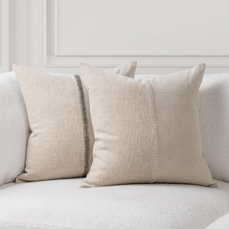 Classic Home Nisha 22x22 inch accent pillow in natural ivory with soft fabric and subtle textured design.