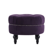 Dawn - Tufted Round Ottoman Nailhead Accents - Purple - R&R Furniture Gallery (Fountain Valley, CA)
