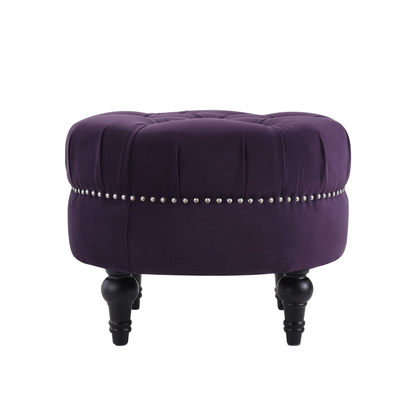 Dawn - Tufted Round Ottoman Nailhead Accents - Purple - R&R Furniture Gallery (Fountain Valley, CA)