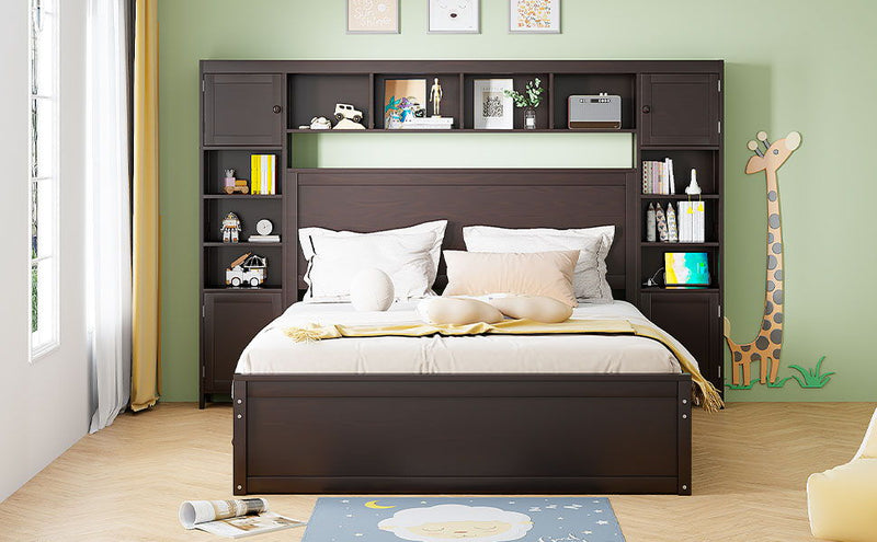 DreamHaus cabinet bed with twin long trundle, built-in shelf, storage cabinet, and sockets, showcasing its functional and modern design.