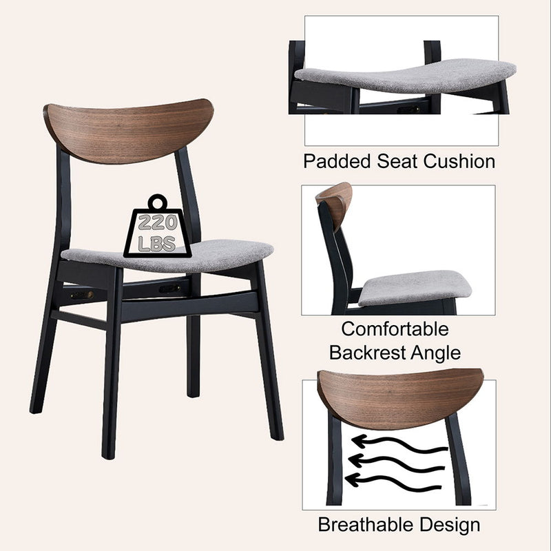 Rebi - Side Chair (Set of 2) - Gray Linen, Walnut & Black - R&R Furniture Gallery (Fountain Valley, CA)