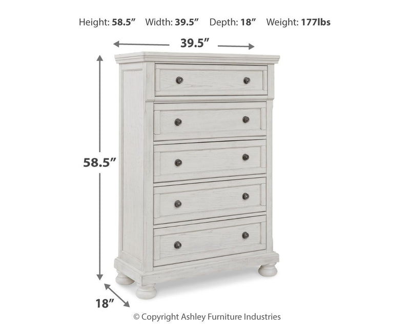 Robbinsdale - Five Drawer Chest - Antique White - R&R Furniture Gallery (Fountain Valley, CA)