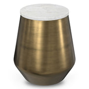Benning - Side Table - Antique Brass / White - R&R Furniture Gallery (Fountain Valley, CA)