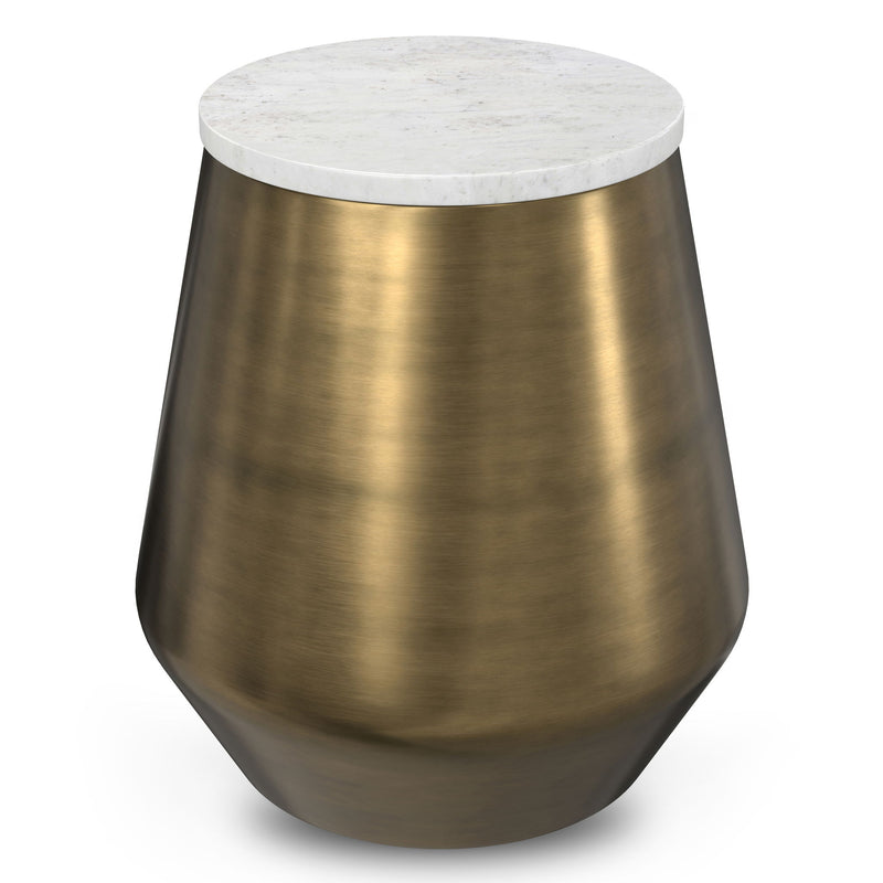 Benning - Side Table - Antique Brass / White - R&R Furniture Gallery (Fountain Valley, CA)