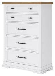 Ashbryn - Five Drawer Chest - White / Natural - R&R Furniture Gallery (Fountain Valley, CA)