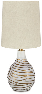 Aleela - Metal Table Lamp  - White / Gold Finish - R&R Furniture Gallery (Fountain Valley, CA)
