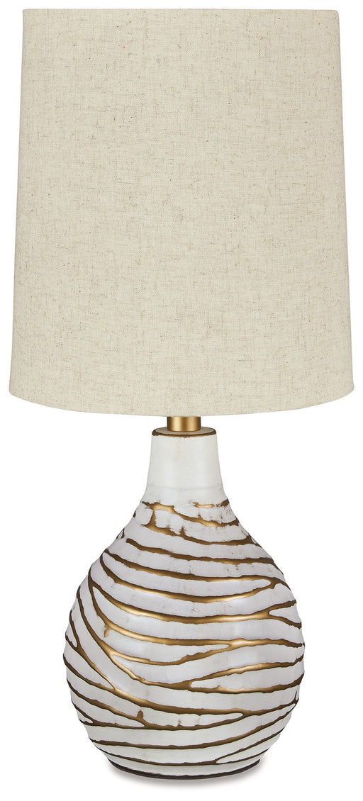 Aleela - Metal Table Lamp  - White / Gold Finish - R&R Furniture Gallery (Fountain Valley, CA)