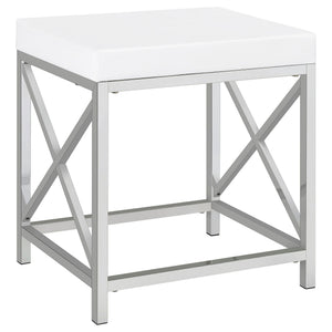 Hamlin - Makeup Vanity Table With Lighted Mirror And Padded Stool - White