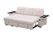 Ashlyn II - 84"W Woven Fabric Reversible Sleeper Sectional Sofa with Storage Chaise - R&R Furniture Gallery (Fountain Valley, CA)