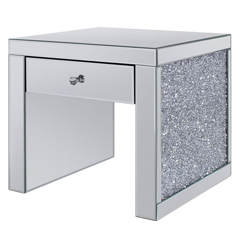 Noralie - 24" Square End Table - Mirrored & Faux Diamonds - R&R Furniture Gallery (Fountain Valley, CA)