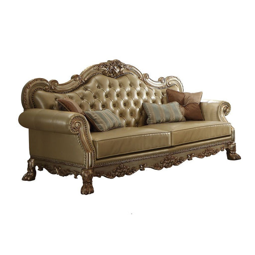 Dresden - Sofa - Bone PU & Gold Patina - R&R Furniture Gallery (Fountain Valley, CA)