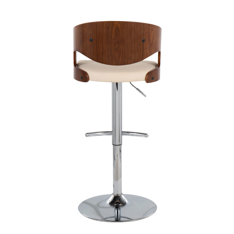 Lumi Source Pino mid-century modern adjustable barstool with swivel, featuring wooden seat and metal base in contemporary design