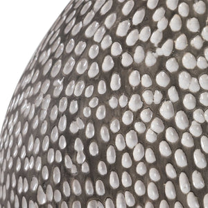 Uttermost Cyprien gray and white table lamp with a modern ceramic base and fabric shade, perfect for stylish home lighting.