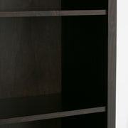 Handcrafted Amherst 5-shelf bookcase by Simpli-Home with natural wood finish and sturdy design, ideal for home or office storage.
